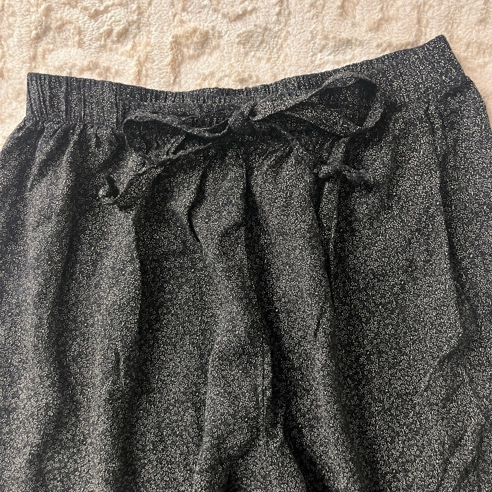 Vintage Blue Black floral print Pants with toe waist made in USA petite - Picture 3 of 7